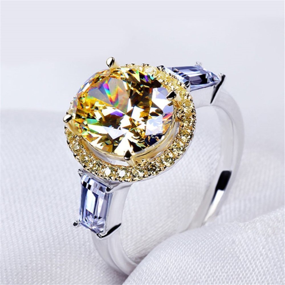 🍁 Refine Oval Pure Royal Yellow Zircon Elegant Rings for Women, PD448